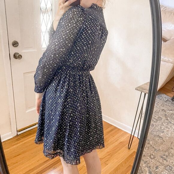 Kate Spade Night Sky Lurex Dot Mini Dress Silk - Picture 2 of 11